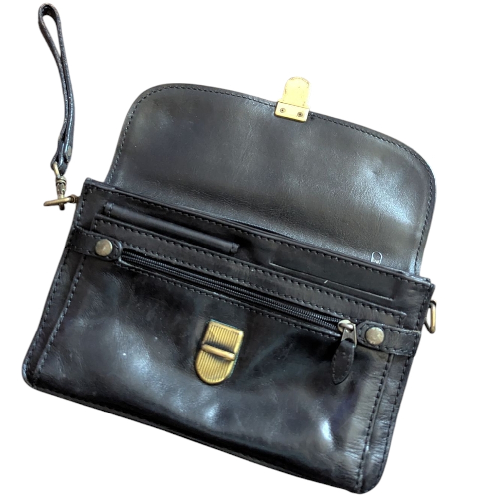 Vintage Cartelle Classic Black Leather Clutch
